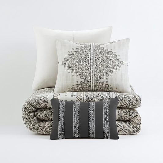 Ibiza 4-Piece Printed Duvet Cover Set with Throw Pillow