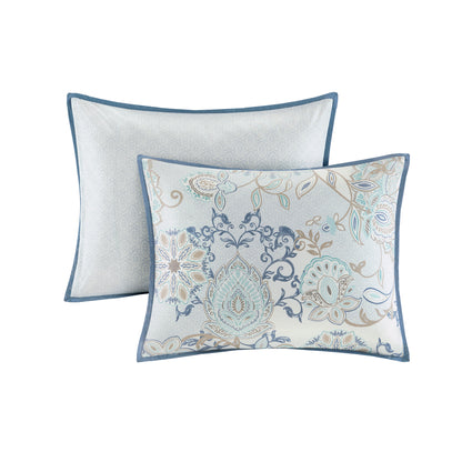 Isla 3 Piece Cotton Floral Printed Reversible Duvet Cover Set