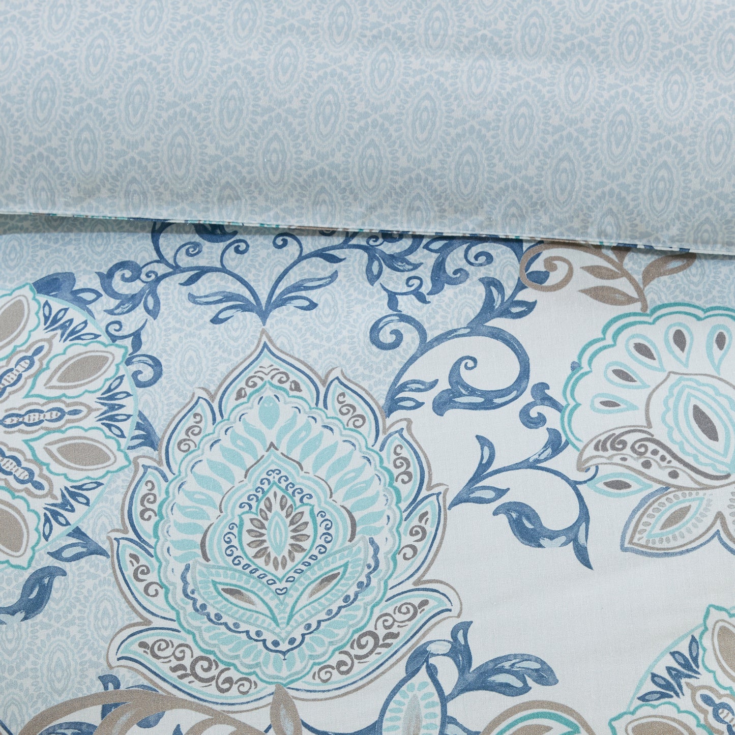 Isla 3 Piece Cotton Floral Printed Reversible Duvet Cover Set