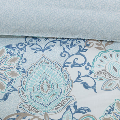 Isla 3 Piece Cotton Floral Printed Reversible Duvet Cover Set