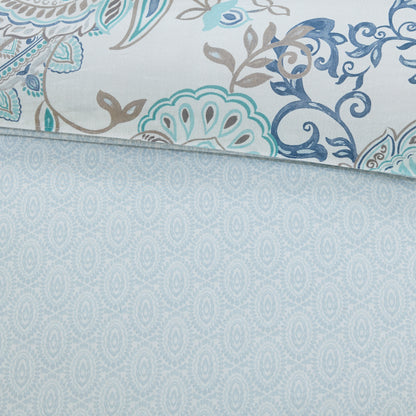 Isla 3 Piece Cotton Floral Printed Reversible Duvet Cover Set