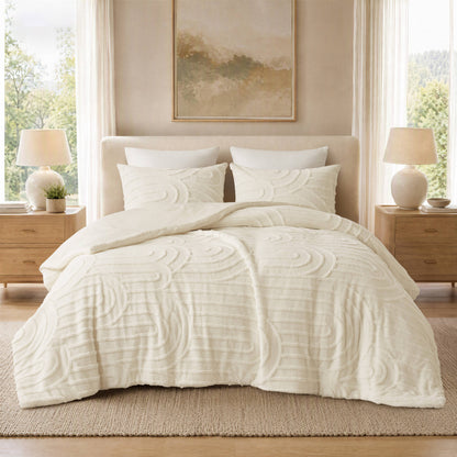 Jacquard Sherpa Arch-Patterned Plush Comforter Set