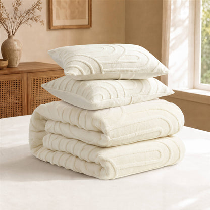 Jacquard Sherpa Arch-Patterned Plush Comforter Set