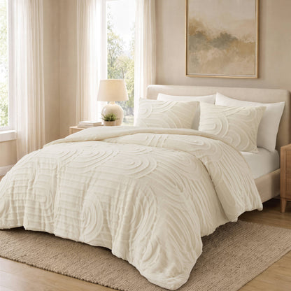 Jacquard Sherpa Arch-Patterned Plush Comforter Set