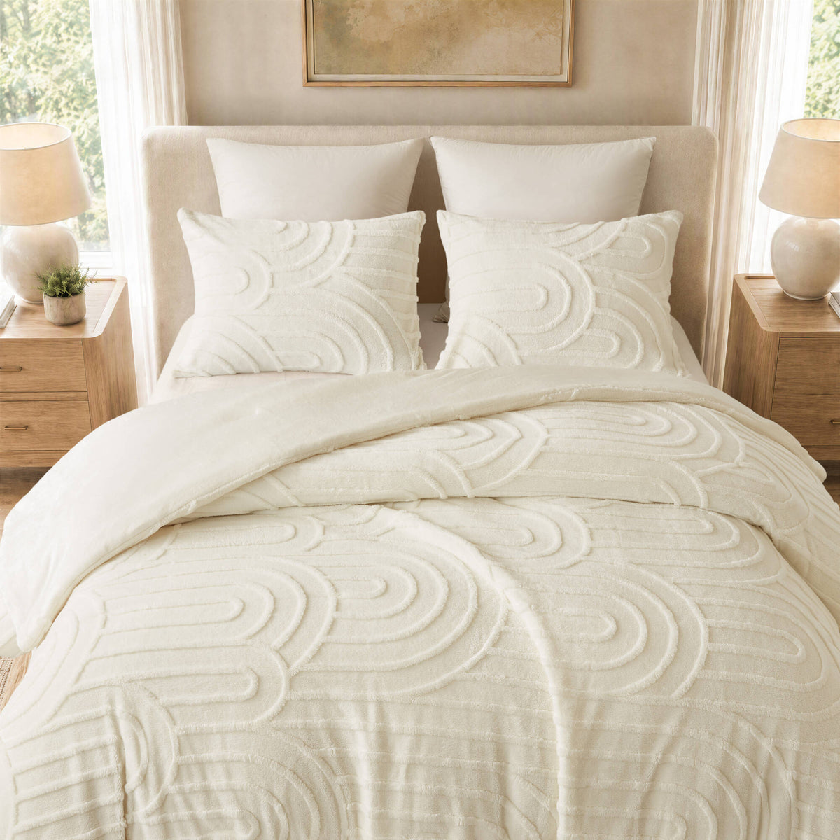 Jacquard Sherpa Arch-Patterned Plush Comforter Set