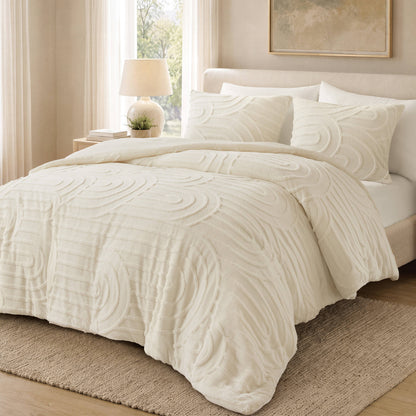 Jacquard Sherpa Arch-Patterned Plush Comforter Set
