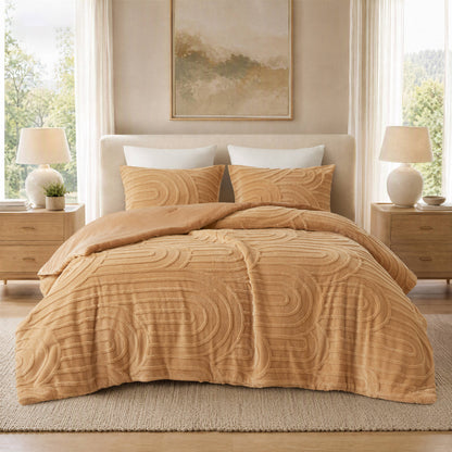 Jacquard Sherpa Arch-Patterned Plush Comforter Set