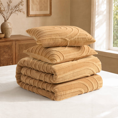 Jacquard Sherpa Arch-Patterned Plush Comforter Set