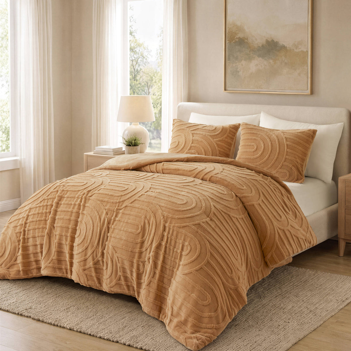 Jacquard Sherpa Arch-Patterned Plush Comforter Set