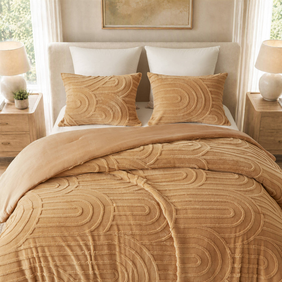 Jacquard Sherpa Arch-Patterned Plush Comforter Set