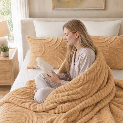 Jacquard Sherpa Arch-Patterned Plush Comforter Set