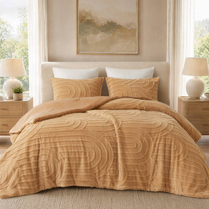 Jacquard Sherpa Arch-Patterned Plush Comforter Set