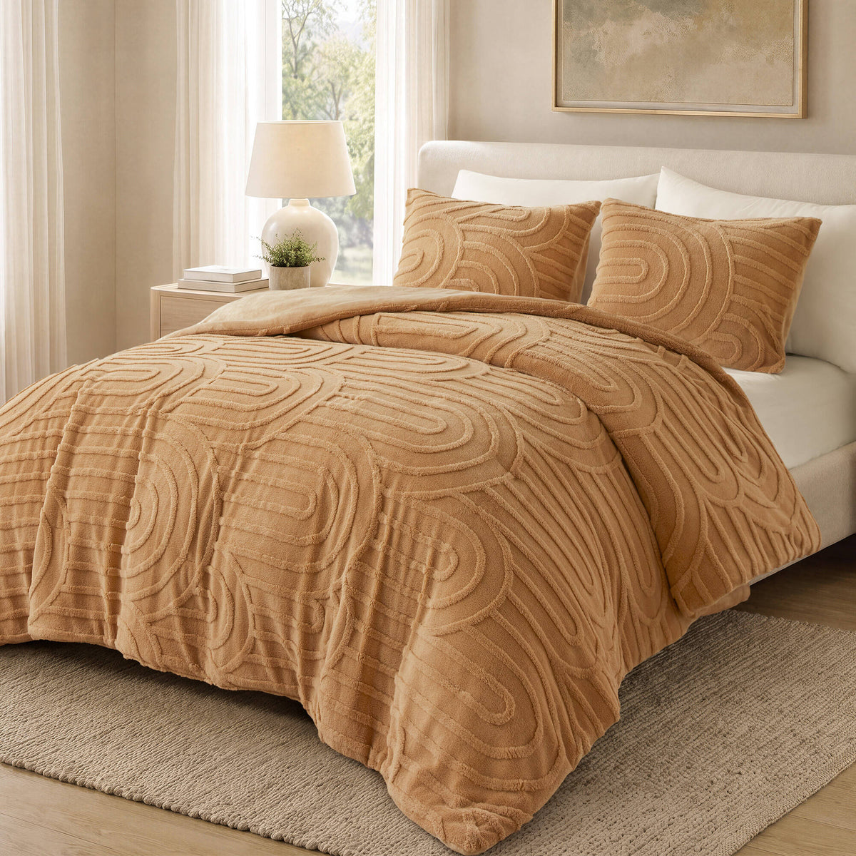 Jacquard Sherpa Arch-Patterned Plush Comforter Set