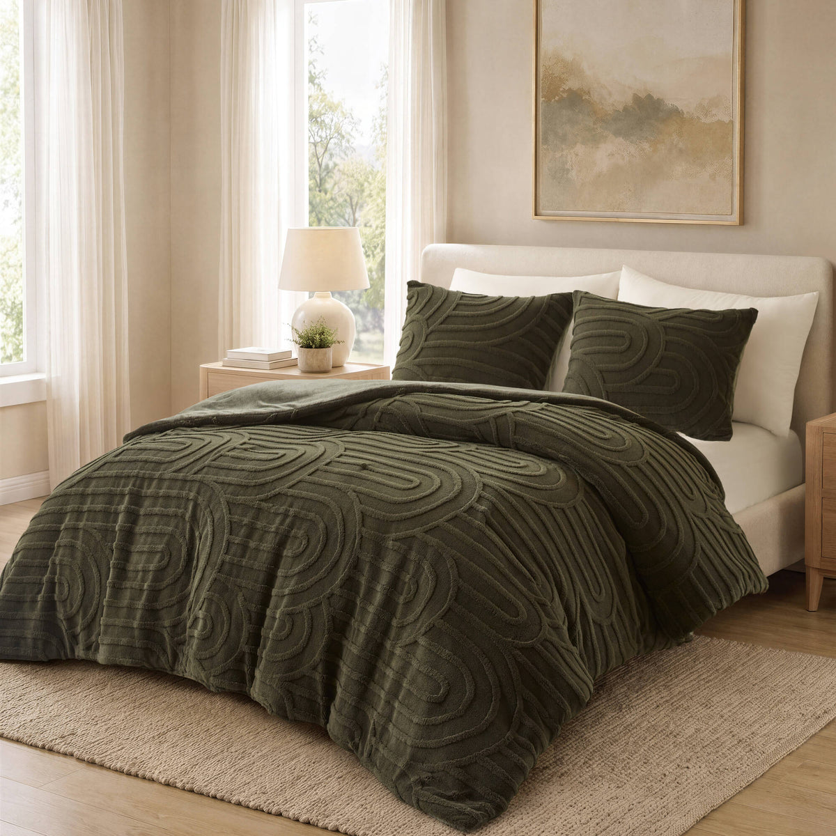 Jacquard Sherpa Arch-Patterned Plush Comforter Set