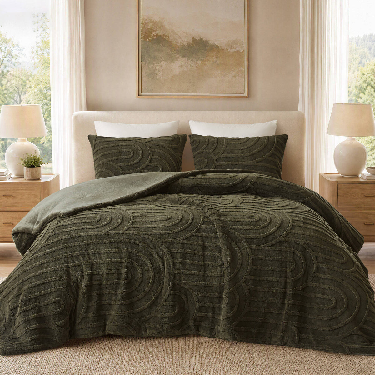 Jacquard Sherpa Arch-Patterned Plush Comforter Set