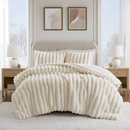 Jasmine Ultrasoft Faux Fur Ribbed Comforter Set