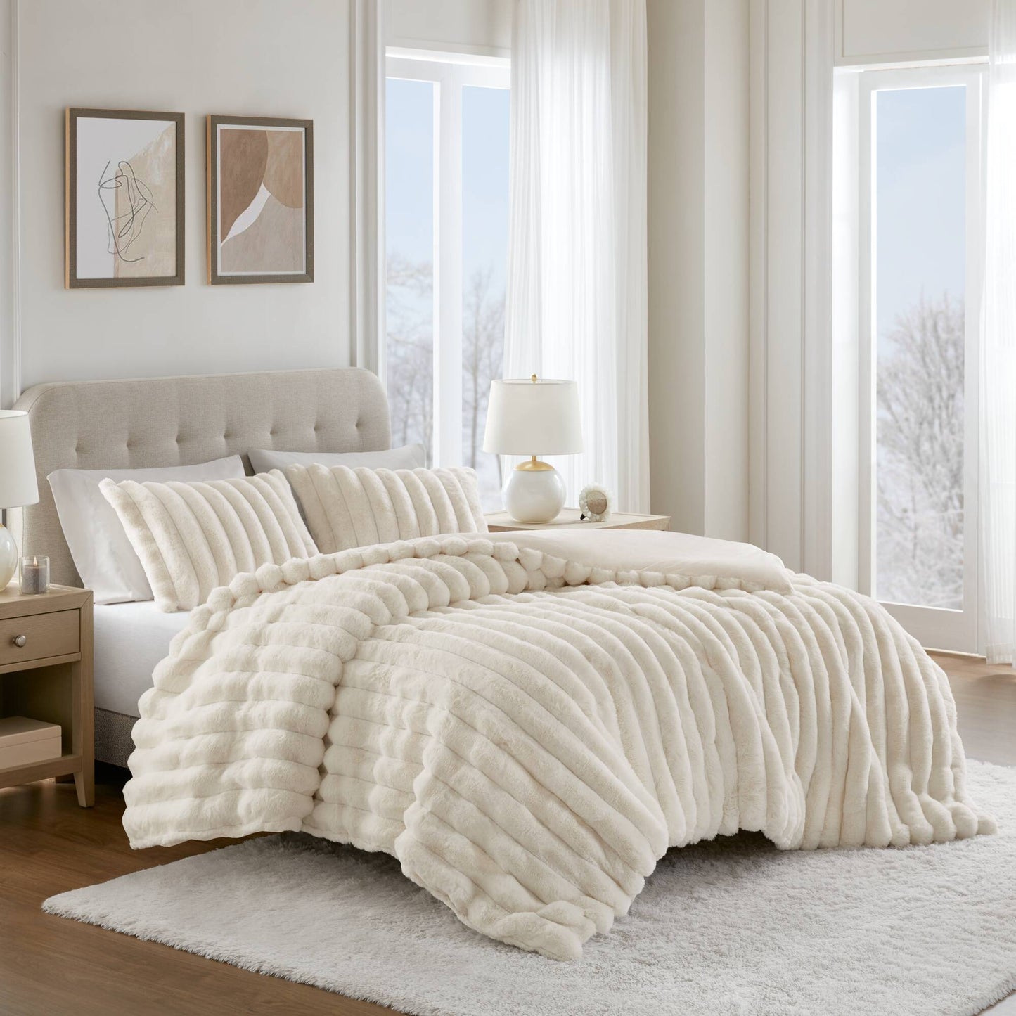 Jasmine Ultrasoft Faux Fur Ribbed Comforter Set