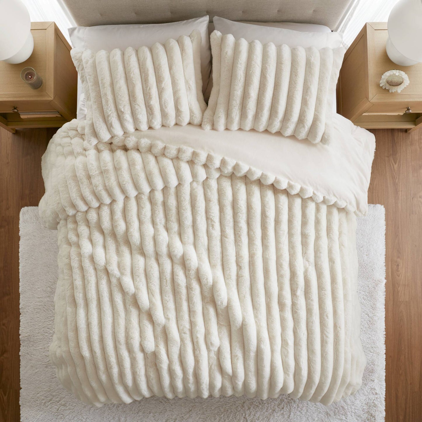 Jasmine Ultrasoft Faux Fur Ribbed Comforter Set
