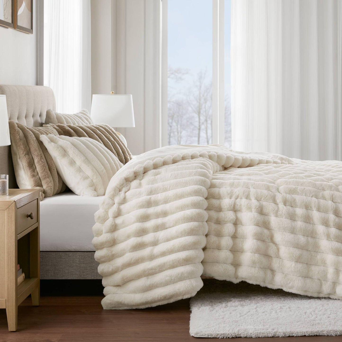 Jasmine Ultrasoft Faux Fur Ribbed Comforter Set