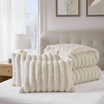 Jasmine Ultrasoft Faux Fur Ribbed Comforter Set