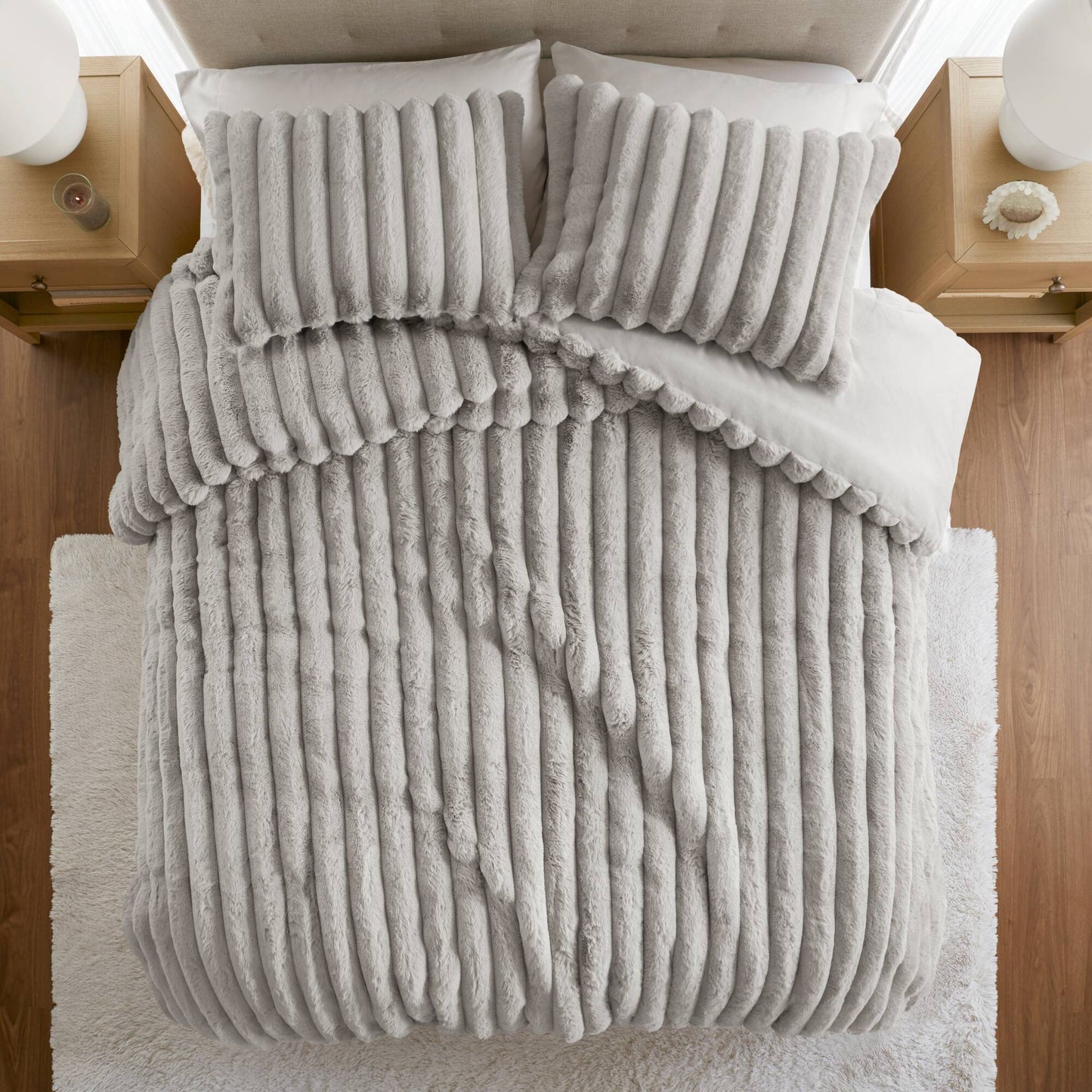 Jasmine Ultrasoft Faux Fur Ribbed Comforter Set