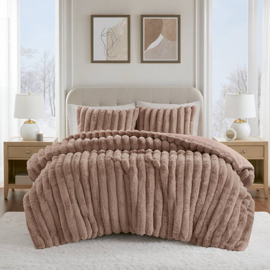 Jasmine Ultrasoft Faux Fur Ribbed Comforter Set