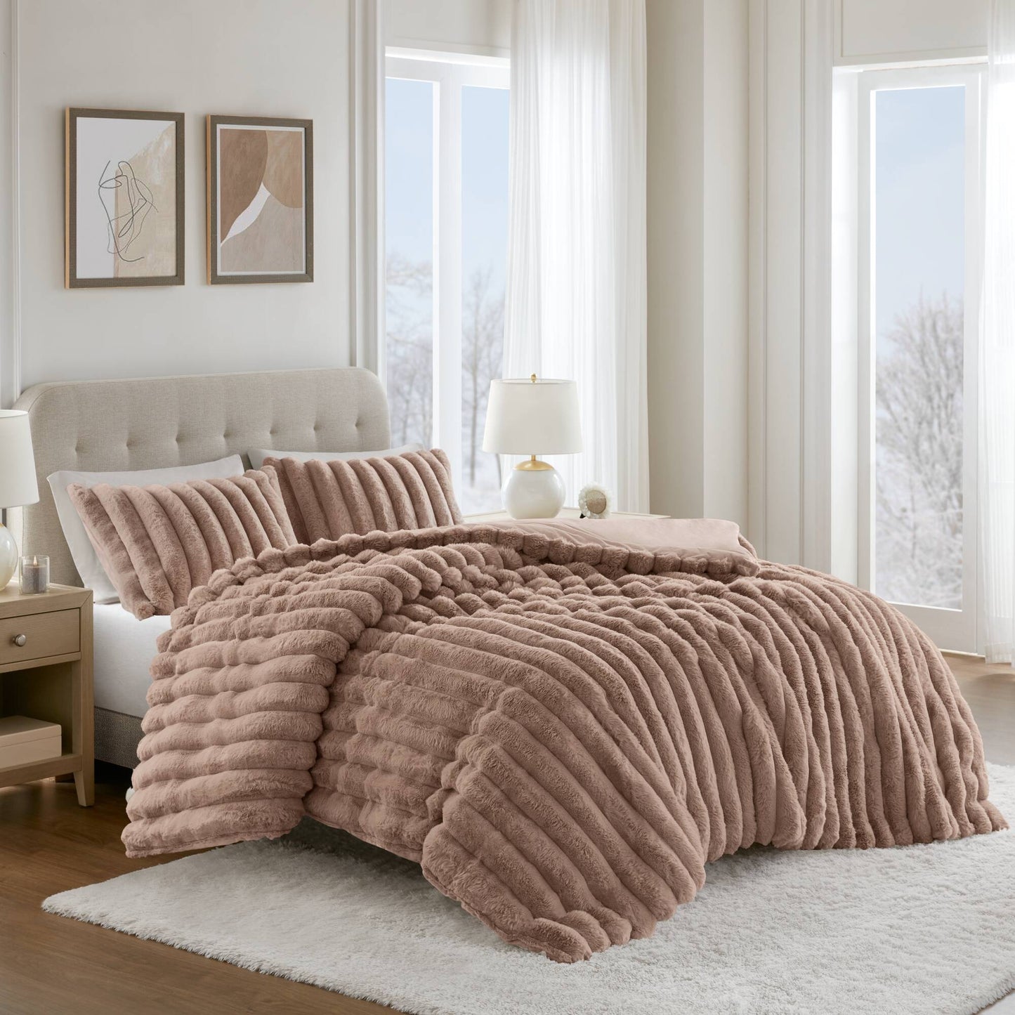 Jasmine Ultrasoft Faux Fur Ribbed Comforter Set