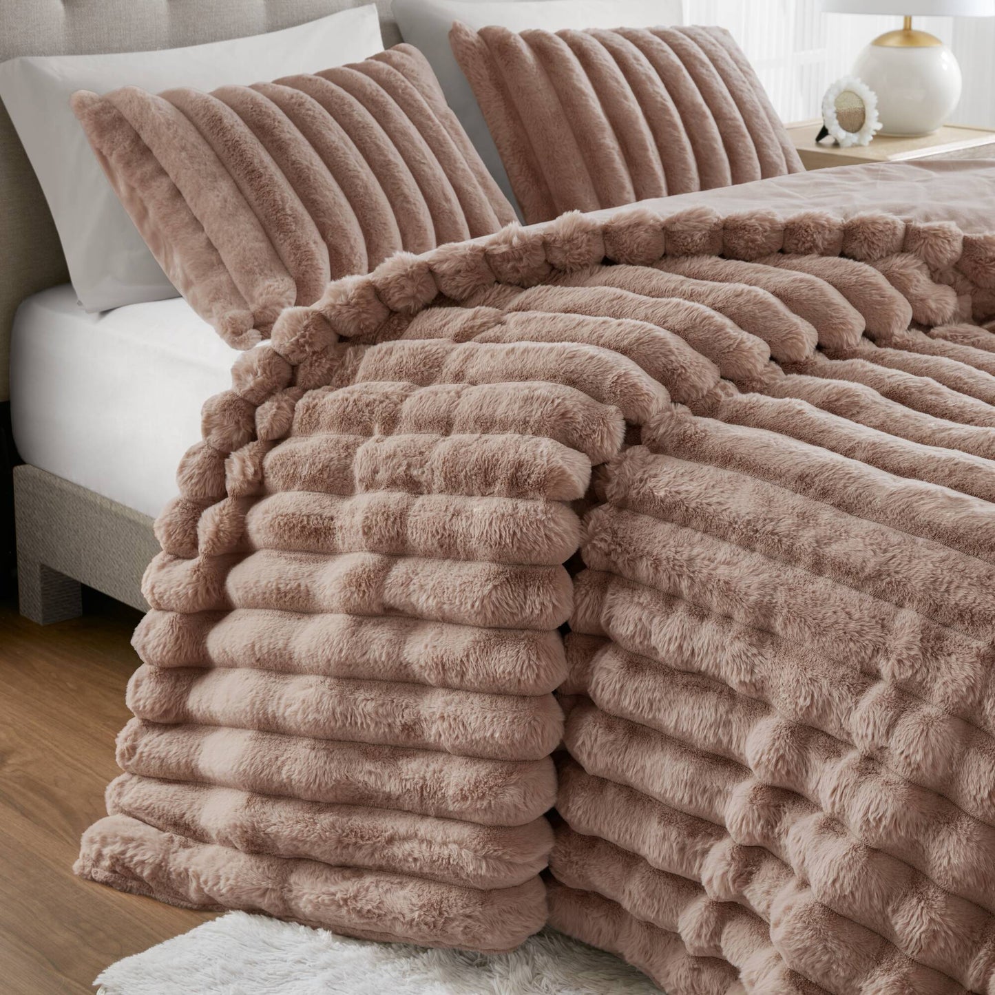 Jasmine Ultrasoft Faux Fur Ribbed Comforter Set