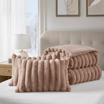 Jasmine Ultrasoft Faux Fur Ribbed Comforter Set