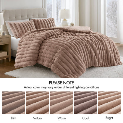Jasmine Ultrasoft Faux Fur Ribbed Comforter Set
