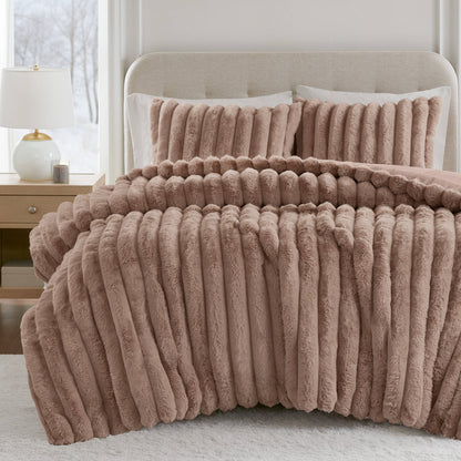 Jasmine Ultrasoft Faux Fur Ribbed Comforter Set