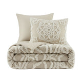 Laetitia 3-Piece Tufted Cotton Chenille Medallion Duvet Cover Set