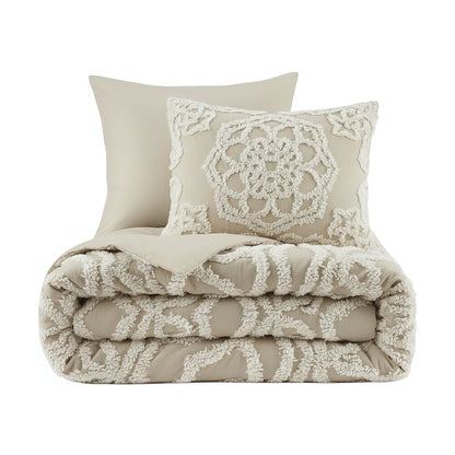 Laetitia 3-Piece Tufted Cotton Chenille Medallion Duvet Cover Set