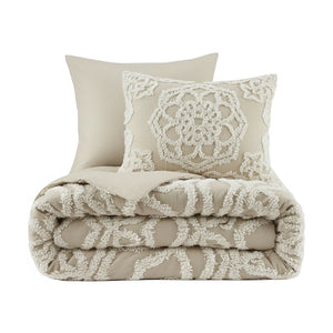Laetitia 3-Piece Tufted Cotton Chenille Medallion Duvet Cover Set