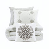 Malia 4 Piece Embroidered Cotton Reversible Duvet Cover Set