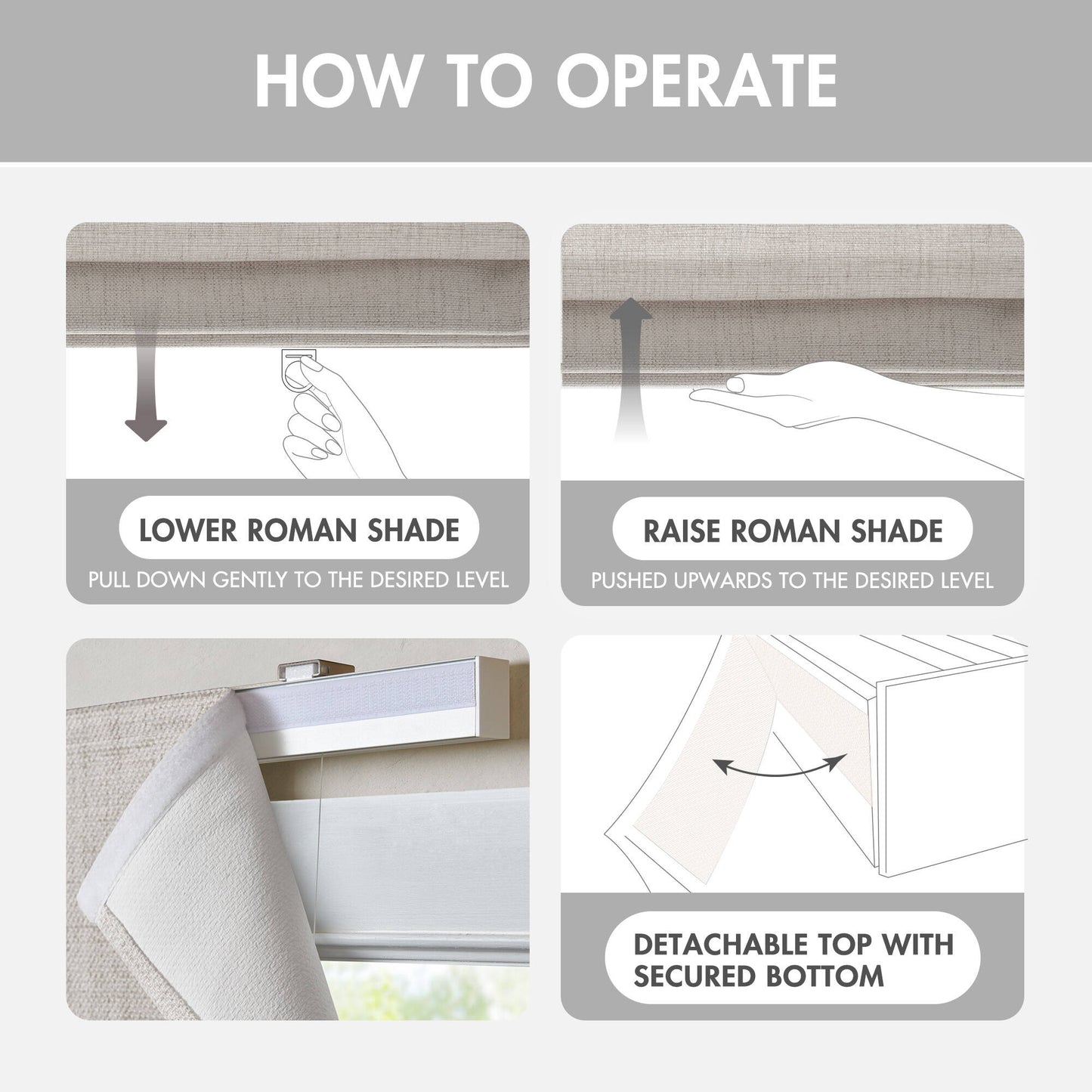 Mira Room Darkening Cordless Roman Shade