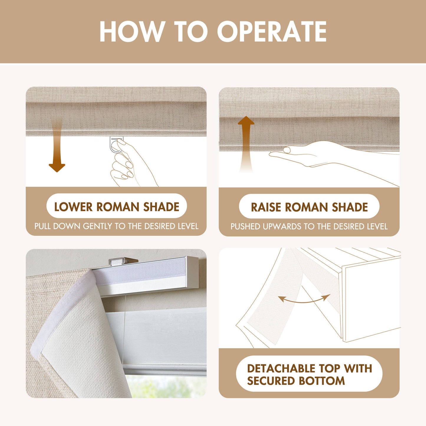 Mira Room Darkening Cordless Roman Shade
