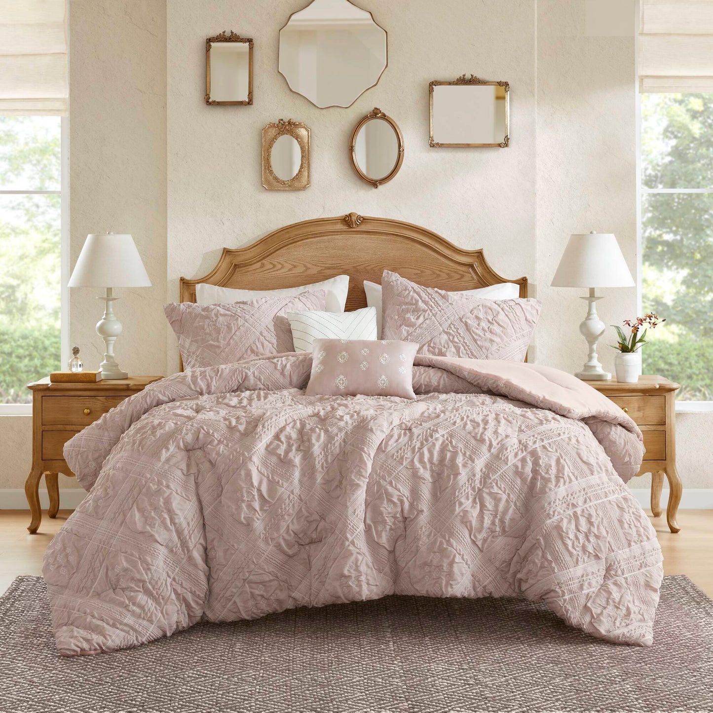Mona 5 Piece Sculpted jacquard comforter set