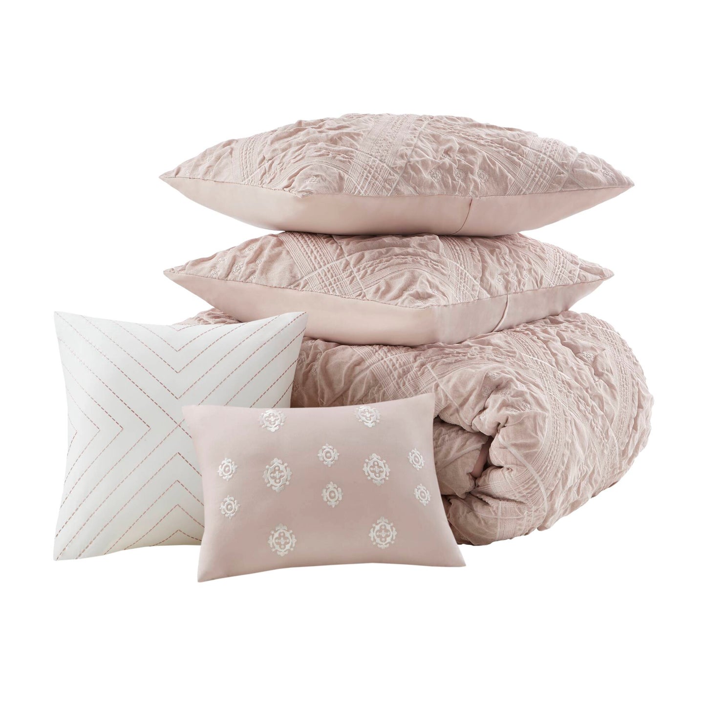 Mona 5 Piece Sculpted jacquard comforter set