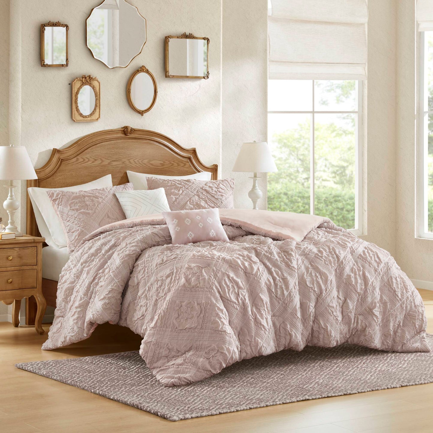 Mona 5 Piece Sculpted jacquard comforter set