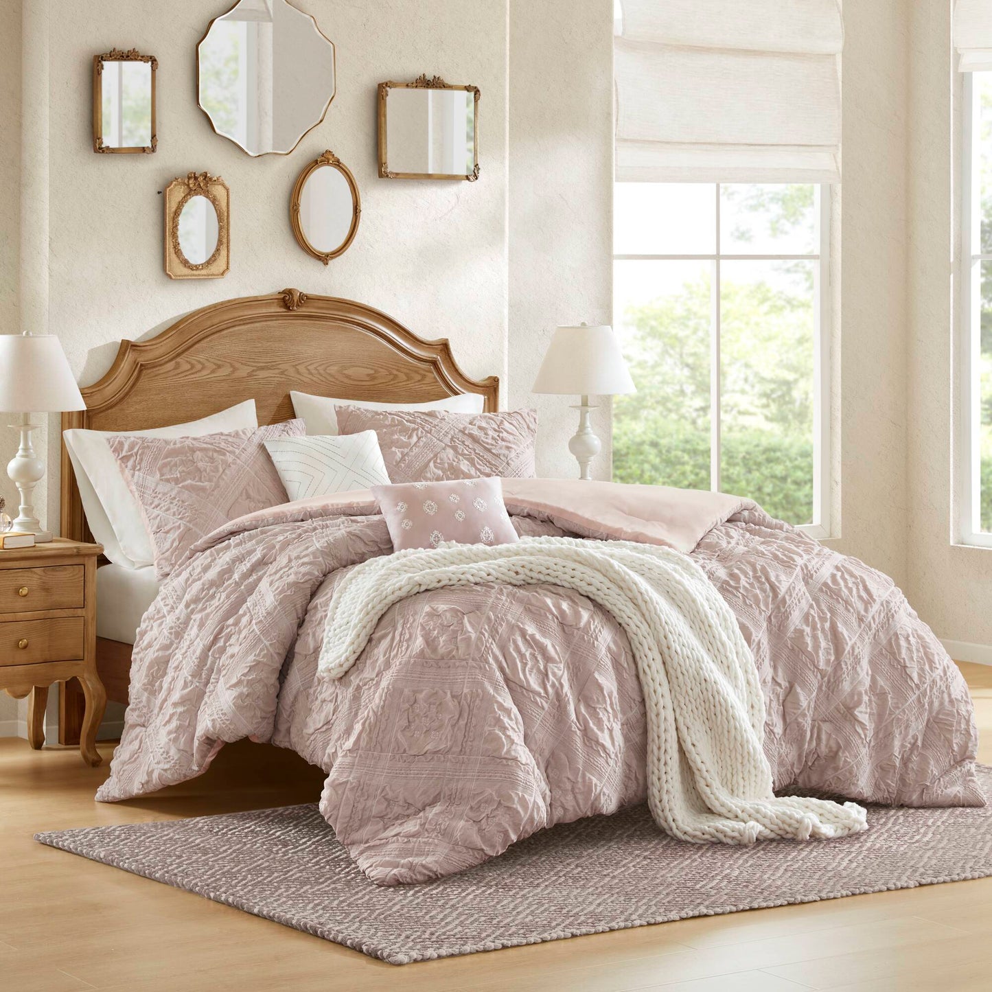 Mona 5 Piece Sculpted jacquard comforter set