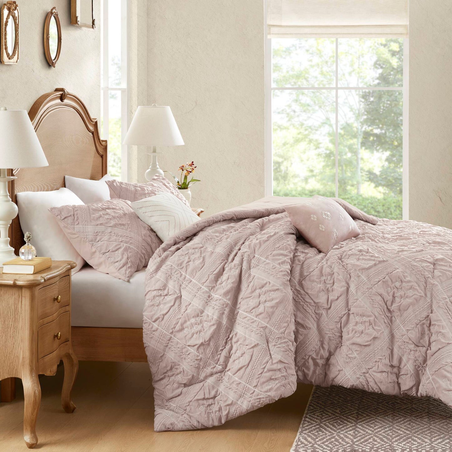 Mona 5 Piece Sculpted jacquard comforter set