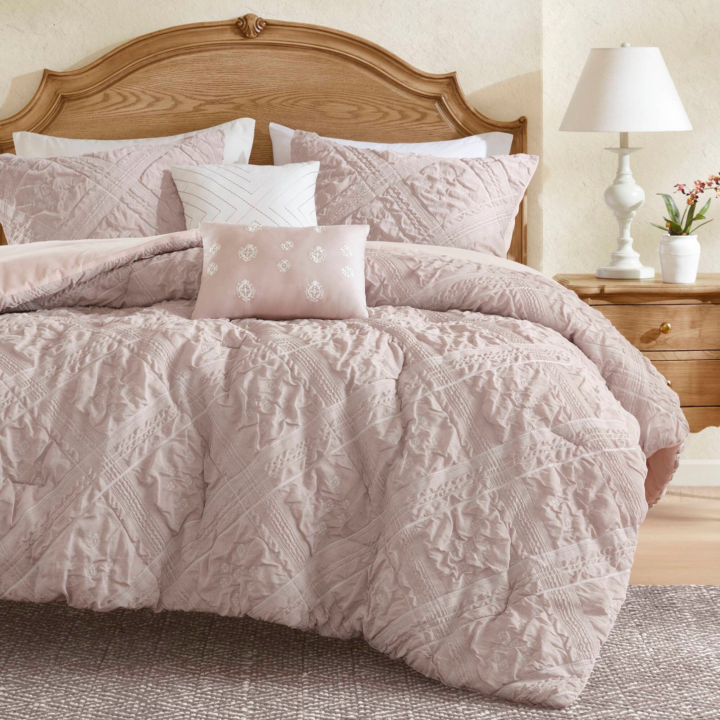 Mona 5 Piece Sculpted jacquard comforter set