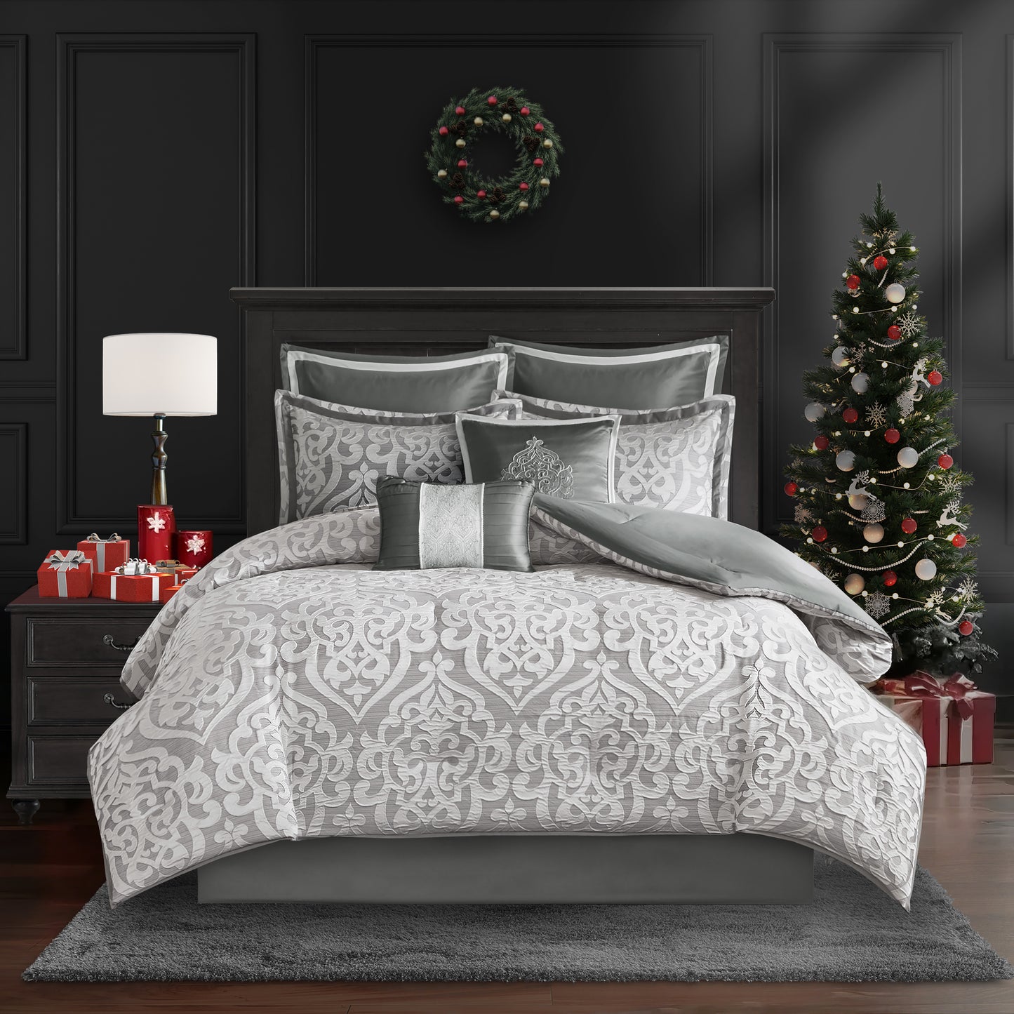 Odette 8 Piece Jacquard Comforter Set