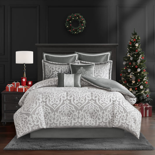 Odette 8 Piece Jacquard Comforter Set