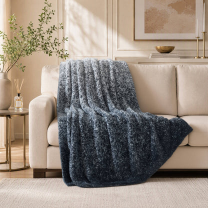 Ombre Knit Faux Fur Gradient Throw