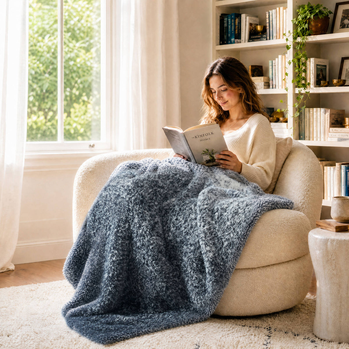 Ombre Knit Faux Fur Gradient Throw