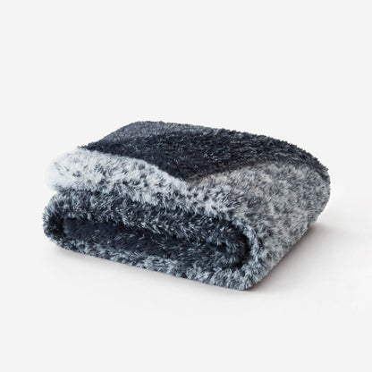 Ombre Knit Faux Fur Gradient Throw