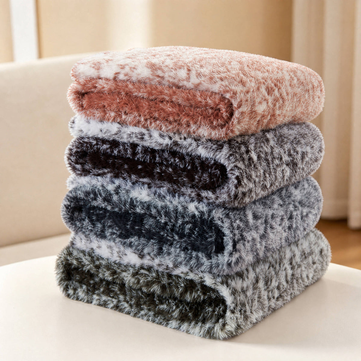 Ombre Knit Faux Fur Gradient Throw