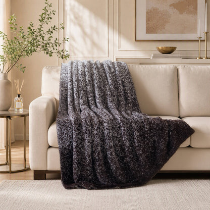 Ombre Knit Faux Fur Gradient Throw